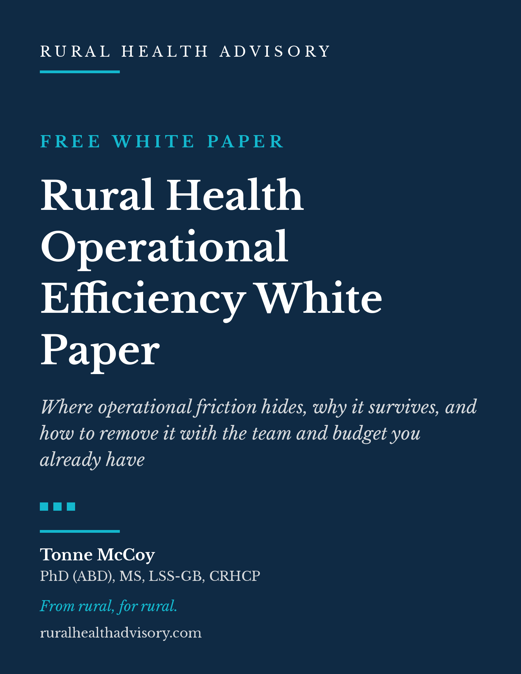 Rural Health Operational Efficiency White Paper cover, free resource from Rural Health Advisory